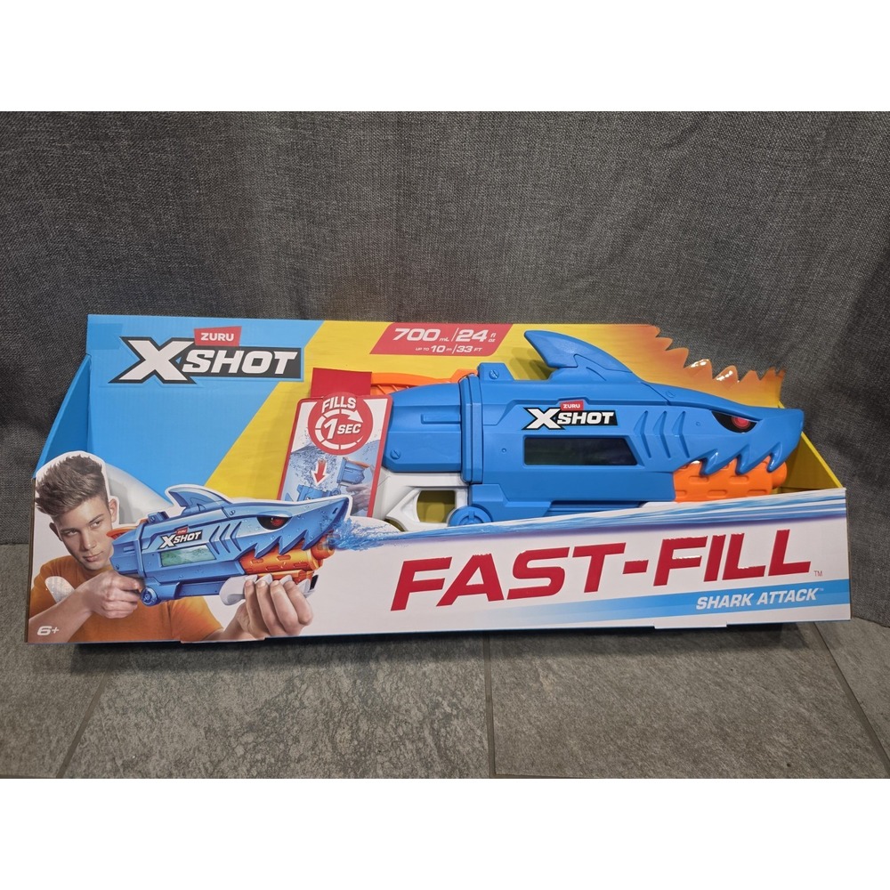 ZURU X-Shot Fast-Fill Shark Attack Water Blaster 24oz 33ft Brand New